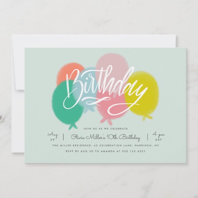 Convites Festa de aniversário do Rainbow Bright Balloons (Frente)