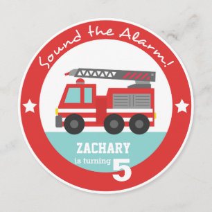 Convites Festa de aniversário do Red Fire Truck Boy, Círc