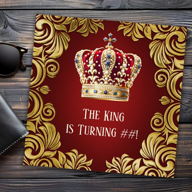 Convites Festa de Aniversário do Rei (Mans king any number birthday or event invitation. All text, font, wording can be changed.)