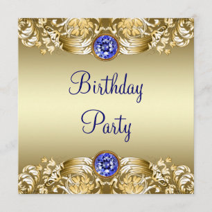 Convites Festa de Aniversário do Royal Marinho Blue Dourado