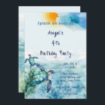 Convites Festa de aniversário do Sea Turtle Kid<br><div class="desc">Convite de aniversário do Sea Turtle Kid. Oceano aquarela com tartarugas marinhas. Passe por aqui. Sexo neutro.</div>