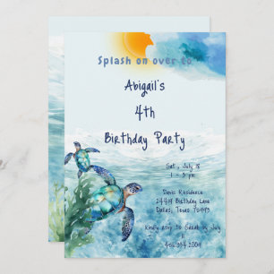 Convites Festa de aniversário do Sea Turtle Kid