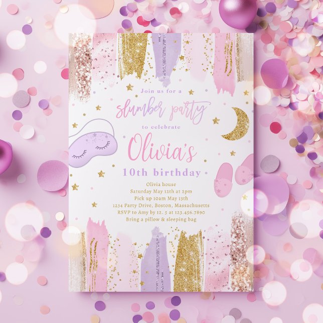 Convites Festa de aniversário do Sleepover Sleepover Partid (Criador carregado)