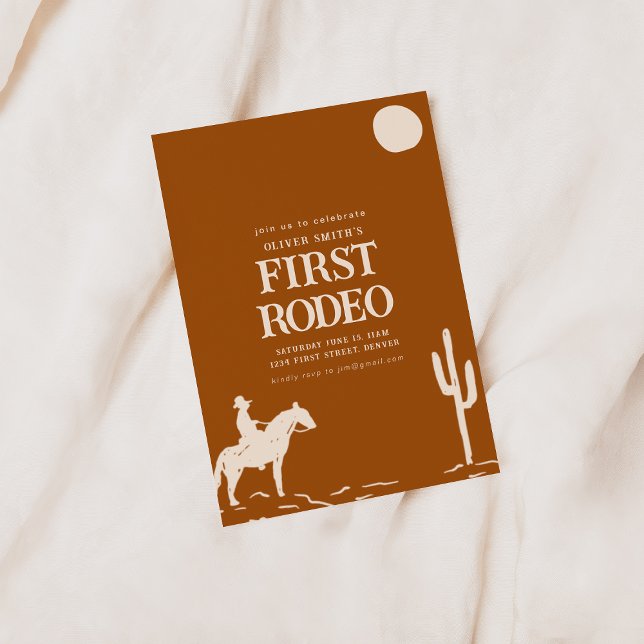 Convites Festa de aniversário do Sudoeste do Cowboy Primeir (Criador carregado)