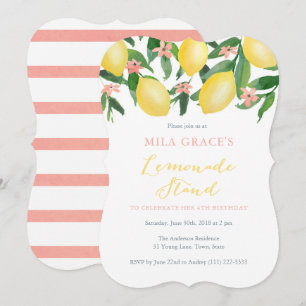Convites Festa de aniversário do suporte de limonada para 