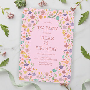 Convites Festa de Aniversário do Tea, Fita Personalizada, C