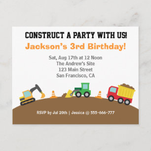 Convites Festa de aniversário do tema dos veículos da