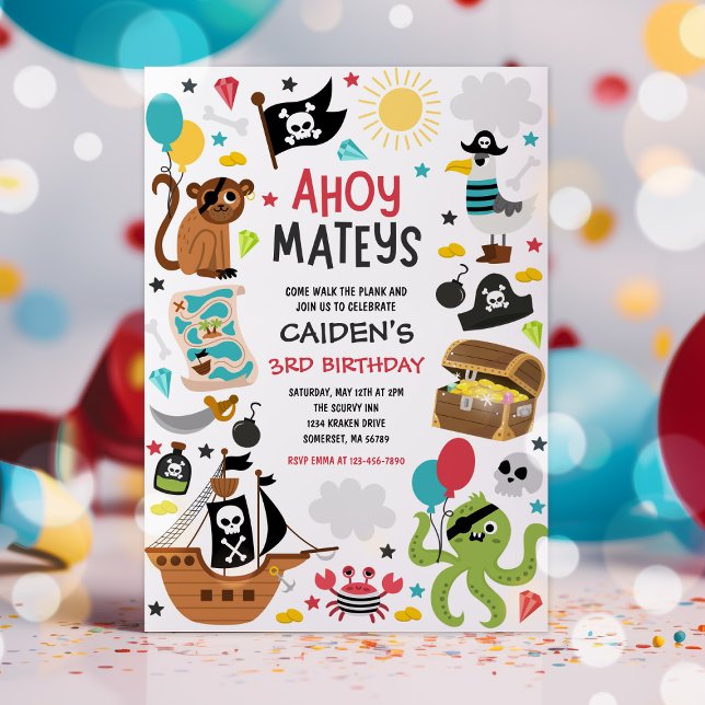 Convites Festa de aniversário do tesouro de navio pirata (Criador carregado)