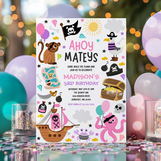 Convites Festa de aniversário do tesouro de navio pirata (Criador carregado)