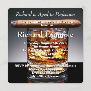 Convites Festa de aniversário do uísque e do charuto