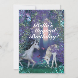 Convites Festa de aniversário do Unicorn Fantasy Woodland