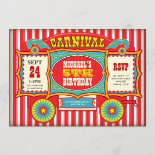 Convites Festa de aniversário do vagão do carnaval do circo