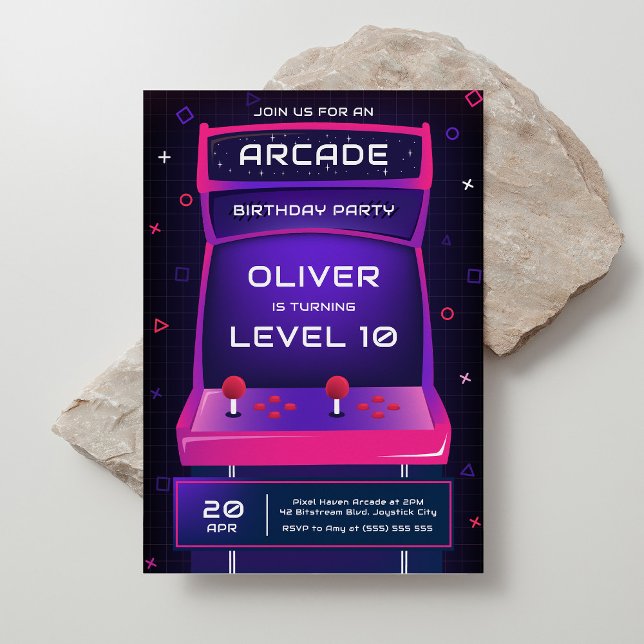Convites Festa de aniversário do Video Game Arcade Boy (Criador carregado)