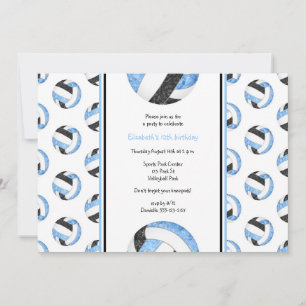 Convites festa de aniversário do voleibol negro azul