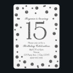 Convites Festa de aniversário Doce 15 Pontos Brilhantes Pra<br><div class="desc">Dotos Silver Glitter Doce 15 Convites de aniversário.</div>