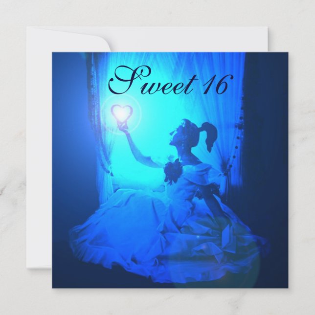 CONVITES FESTA DE ANIVERSÁRIO DOCE 16, MAGA BRANCA AZUL PRE (Frente)