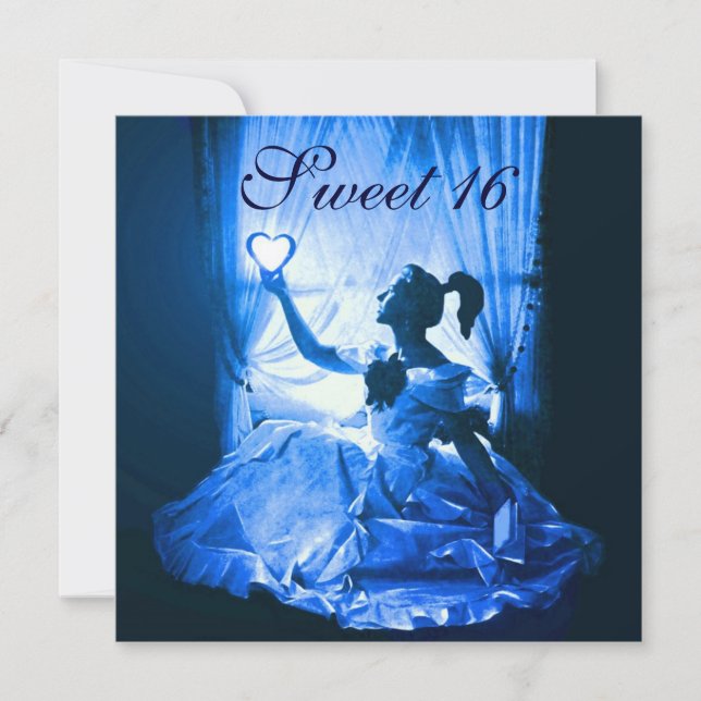 CONVITES FESTA DE ANIVERSÁRIO DOCE 16, MAGA BRANCA AZUL PRE (Frente)