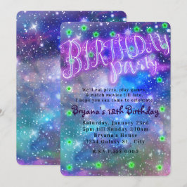 Convites Festa de Aniversário Dormindo Espaço Galáxia