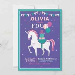 Convites Festa de aniversário dos Balões Unicórn Oferece Ro