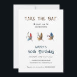 Convites Festa de aniversário dos ganchos de pesca da Vinta<br><div class="desc">Celebrar uma vida de lembranças! Convide os seus amigos e familiares a juntarem-se a eles para uma comemoração de 50º aniversário cheia de diversão,  com este convite inspirado na vintage,  com ilustração aquática de anzóis de pesca antigos. Perfeito para uma reunião informal ao ar livre."</div>