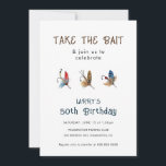 Convites Festa de aniversário dos ganchos de pesca da Vinta<br><div class="desc">Celebrar uma vida de lembranças! Convide os seus amigos e familiares a juntarem-se a eles para uma comemoração de 50º aniversário cheia de diversão,  com este convite inspirado na vintage,  com ilustração aquática de anzóis de pesca antigos. Perfeito para uma reunião informal ao ar livre."</div>