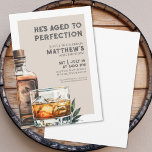 Convites Festa de aniversário dos Homens de Whiskey<br><div class="desc">O Convite De Aniversário De Homens Elegante. Celebrar cinquenta anos de vida com esse convite clássico e masculino com uma grande garrafa de uísque d'água e vidro do lado direito, dando-lhe uma reviravolta moderna. No topo do convite lê-se "Ele está Envelhecido na Perfeição", com o resto do convite a estar...</div>