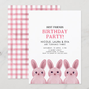 Convites Festa de aniversário dos melhores amigos com três 