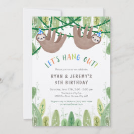 Convites Festa de aniversário dos TWIN BOYS em Azul e Branc