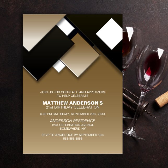 Convites Festa de aniversário Dourada 21 ruas (Criador carregado)