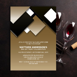 Convites Festa de aniversário Dourada 85° Cocktail preto