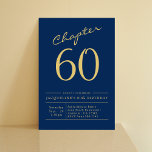 Convites Festa de aniversário Dourada azul 60<br><div class="desc">Celebre o grande marco de fazer sessenta anos com este belo e personalizado convite de 60 anos. Apresentando um fundo azul na moda com script ouro, este convite de festas personalizadas não deixará de abençoar seus convidados e tornar sua celebração inesquecível. Convide seus amigos e família para se juntarem a...</div>