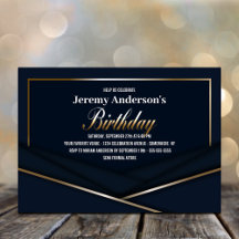 Festa de aniversário Dourada azul sofisticada