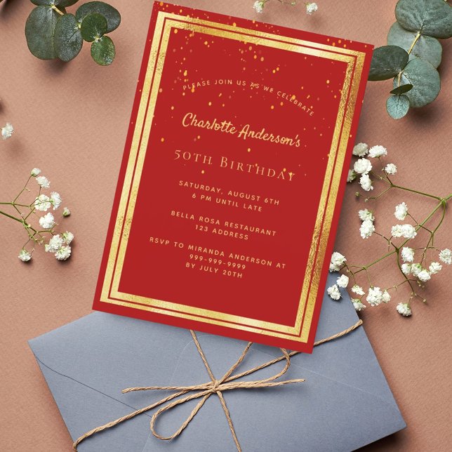 Convites Festa de aniversário dourada confetti sprinkle (Criador carregado)