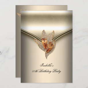 Convites Festa de aniversário Dourada de Caramel Beige Eleg