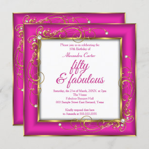 Convites Festa de aniversário Dourada de pérolas de 50 foto