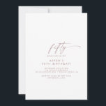 Convites Festa de aniversário Dourada de Script 50 Moderna<br><div class="desc">Este moderno guião rosa dourado 50º convite de aniversário é perfeito para uma festa de aniversário minimalista. O simples design cor-de-rosa-rosa-rosa-claro apresenta uma tipografia exclusiva de letras industriais com estilo boho moderno. Personalizável em qualquer cor. Mantenha o design mínimo e elegante, como está, ou personalize-o adicionando seus próprios gráficos e...</div>