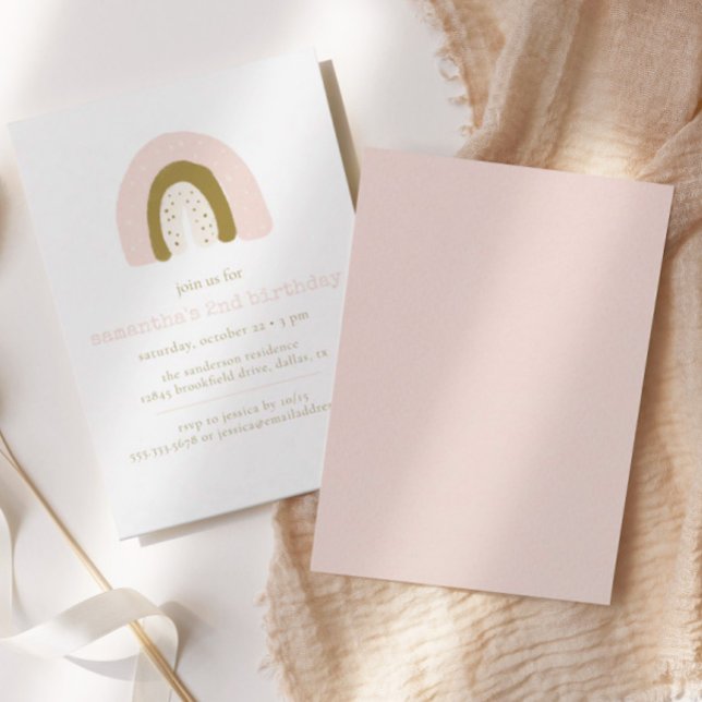 Convites Festa de aniversário Dourada do arco-íris Boho Pas (Criador carregado)