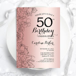 Convites Festa de aniversário Dourada Floral 50ª rosa<br><div class="desc">Convite de aniversário Dourado Floral 50º. Design minimalista moderno com desenhos botânicos em destaque e letra de script de tipografia. Simples trendy convida cartão perfeito para uma festa de na moda. Pode ser personalizado para qualquer idade. Impressos convites Zazzle ou modelo de impressão digital instantânea para download.</div>