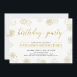 Convites Festa de aniversário Dourada moderna 50ª, 60ª Na m<br><div class="desc">Celebre o seu dia especial com este design de convite de aniversário com uma bela tipografia e padrões de fundo em textura falsa de ouro.</div>