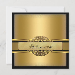Convites Festa de aniversário Dourada preta