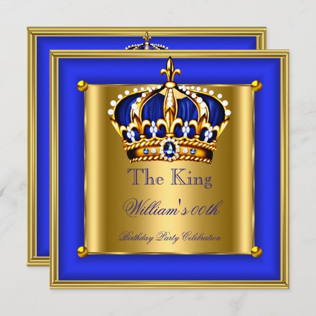 Convites Festa de aniversário Dourada Real Real da Coroa (Frente/Verso)