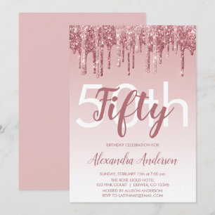 Convites Festa de aniversário Dourada Sparkle Glitter 50ª