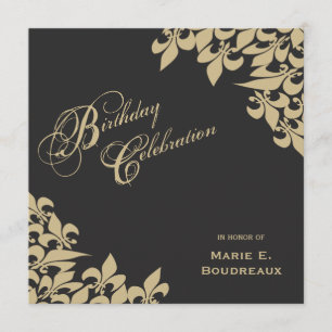 Convites Festa de aniversário Dourado do marco miliário da