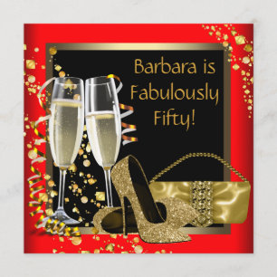 Convites Festa de aniversário Dourado preta vermelha de