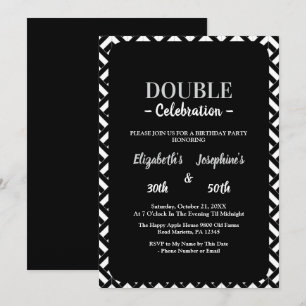 Convites Festa de aniversário dupla branca-negra