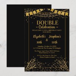 Convites Festa de aniversário Dupla Junta Adulta | Dourado