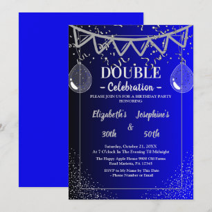 Convites Festa de aniversário Dupla Junta Adulta Prata Az