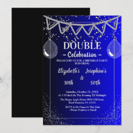 Convites Festa de aniversário Dupla Junta Adulta | Prata Az
