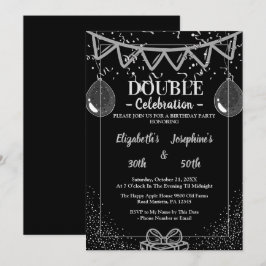 Convites Festa de aniversário Dupla Junta Adulta | Prata pr