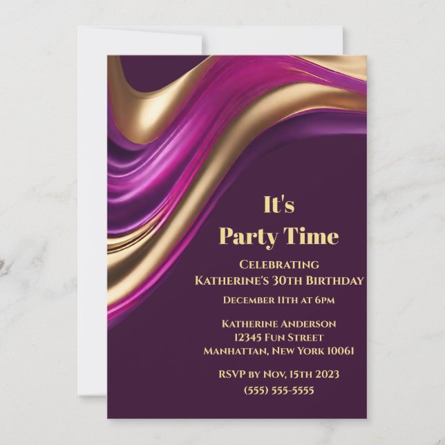 Convites Festa de aniversário-É Festa-Abstrato de-Arte-Flux (Frente)